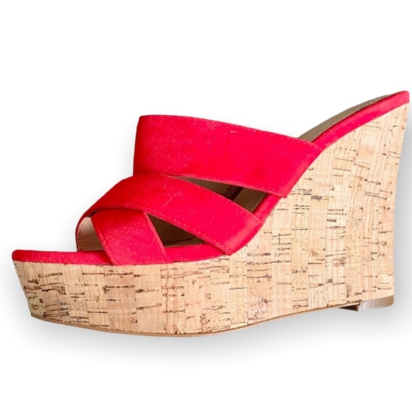 Colin Stuart women’s cork platform wedges red summer beach rockabilly size 6 - Picture 9 of 9
